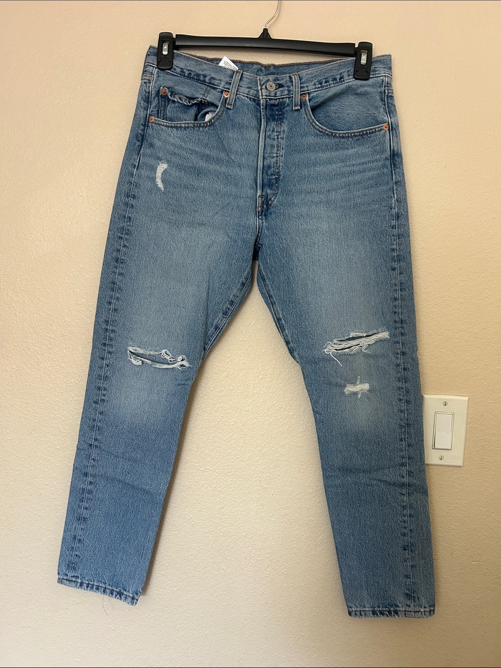 Levi's 501 Skinny Light Blue Distressed Jeans